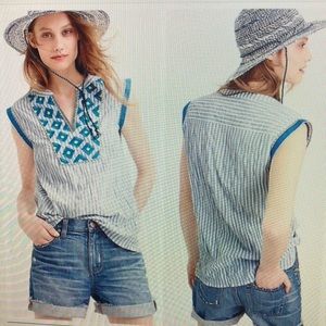 J.Crew Cap Sleeve Embroidered Top 00P